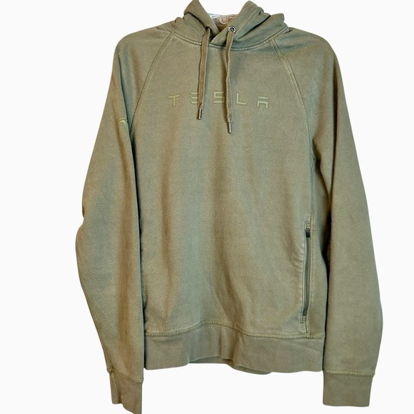 Tesla Motors Men's Hoodie Sweatshirt SZ SMALL Pullover Elon Musk Zip Pockets